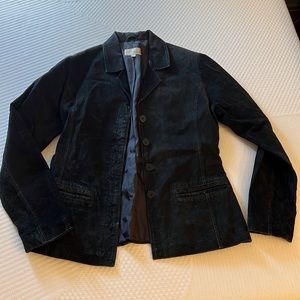 Vintage leather button up black jacket Medium